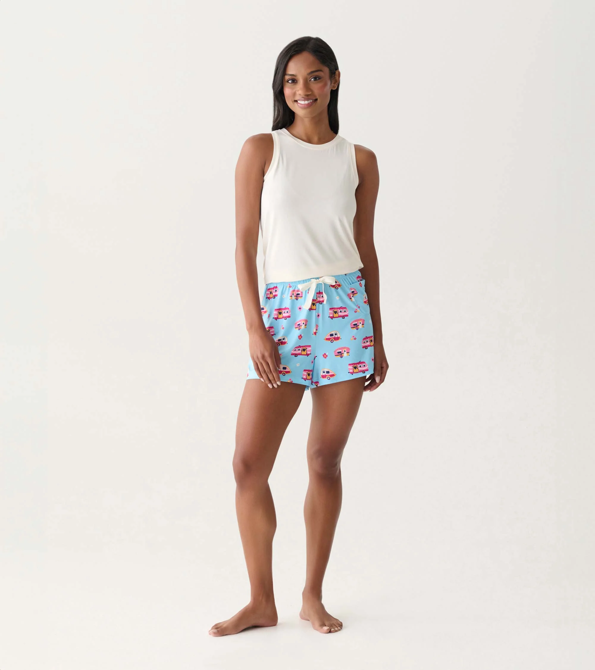 Women's Retro Campers Polyknit Pajama Shorts - Image 3