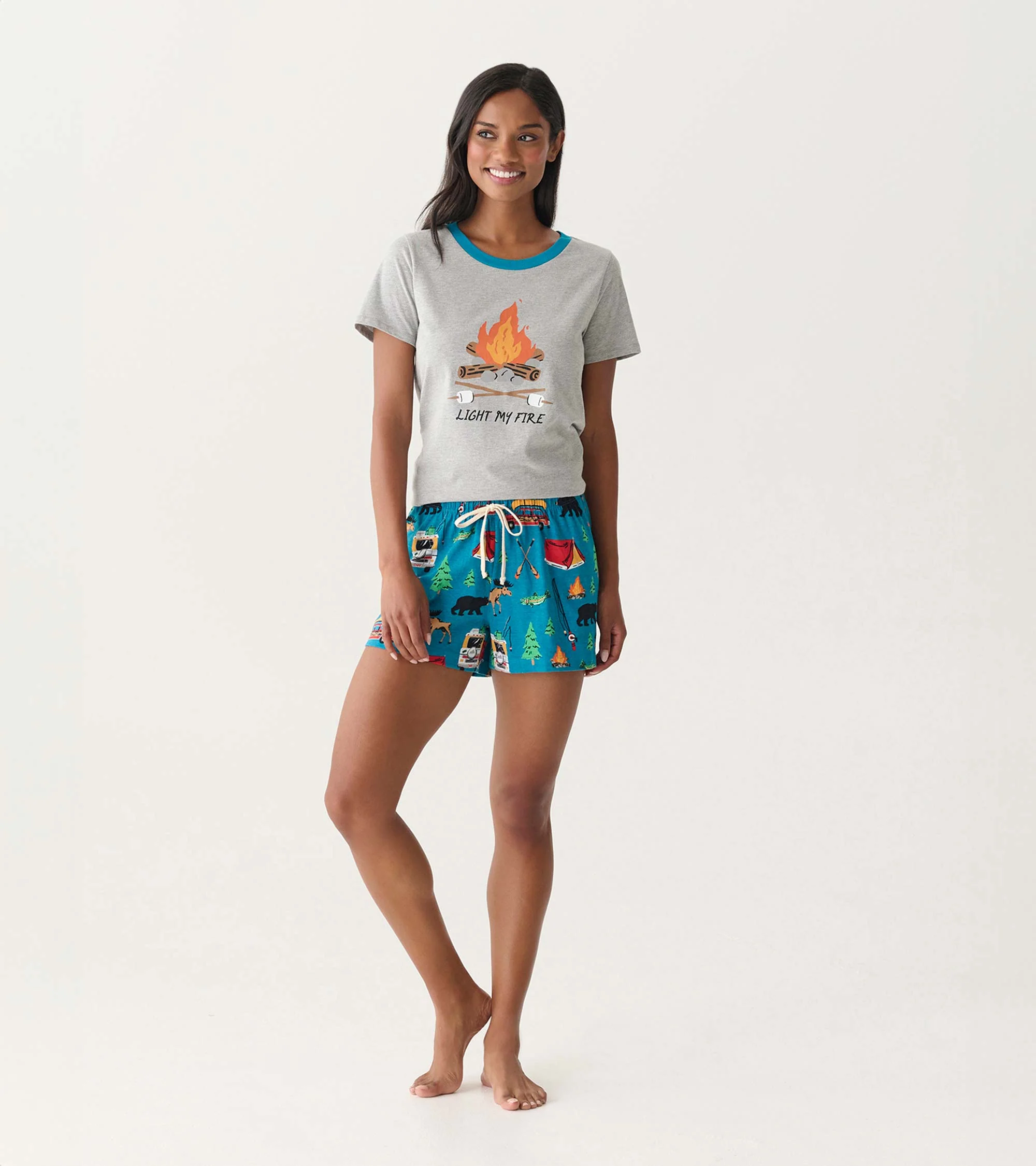 Women's Retro Camping Pajama Shorts - Image 3
