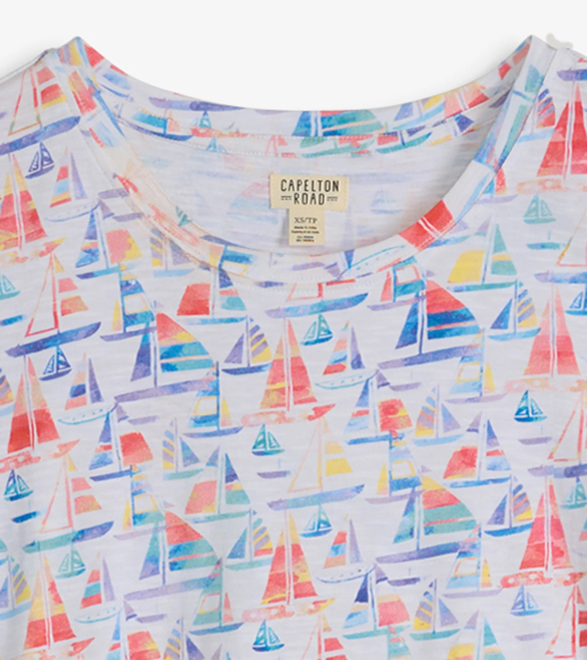 Women's Sailboat Print Crew Neck T-Shirt Dress - Image 6