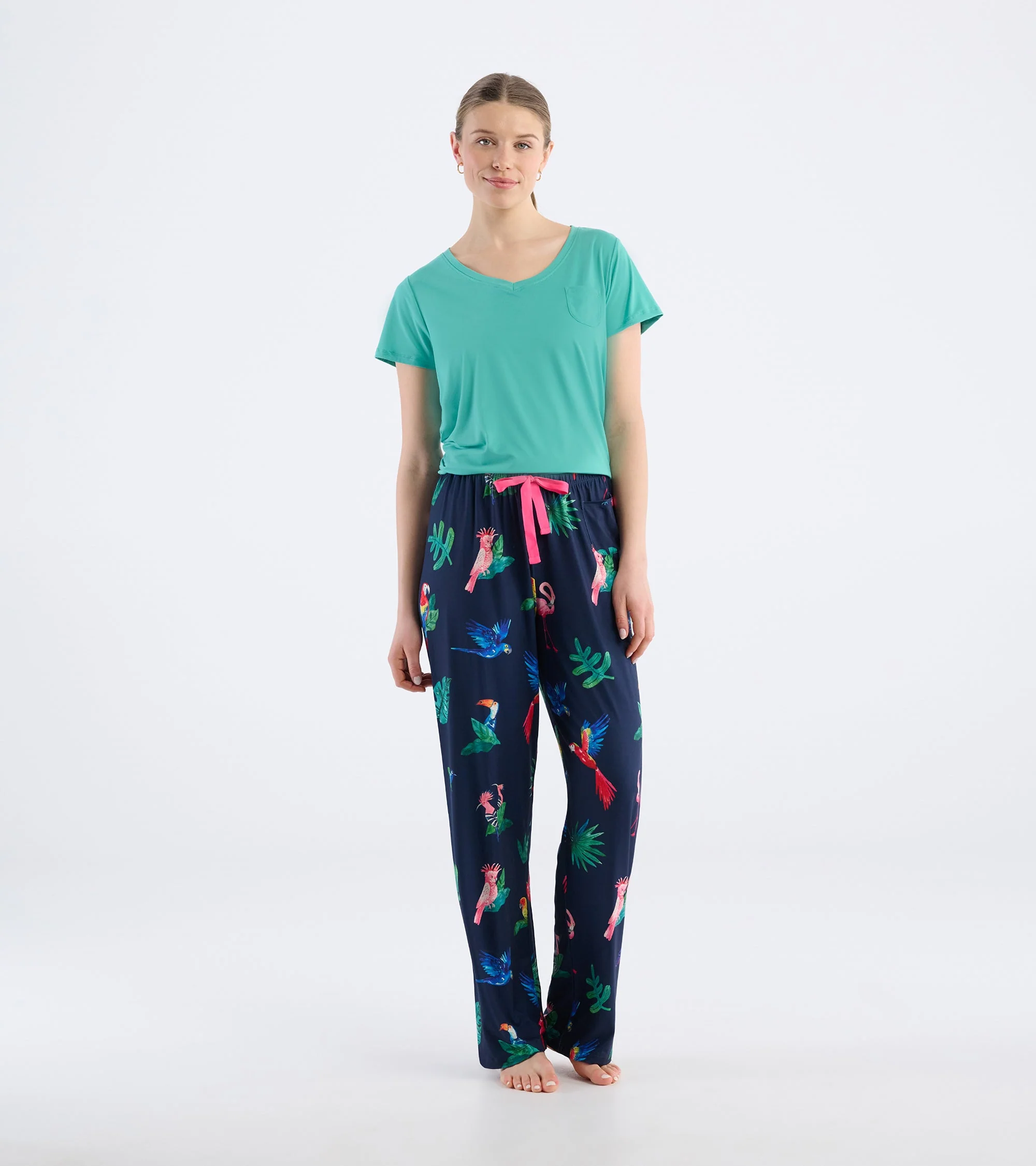 Women's Tropical Birds Polyknit Pajama Pants - Image 3