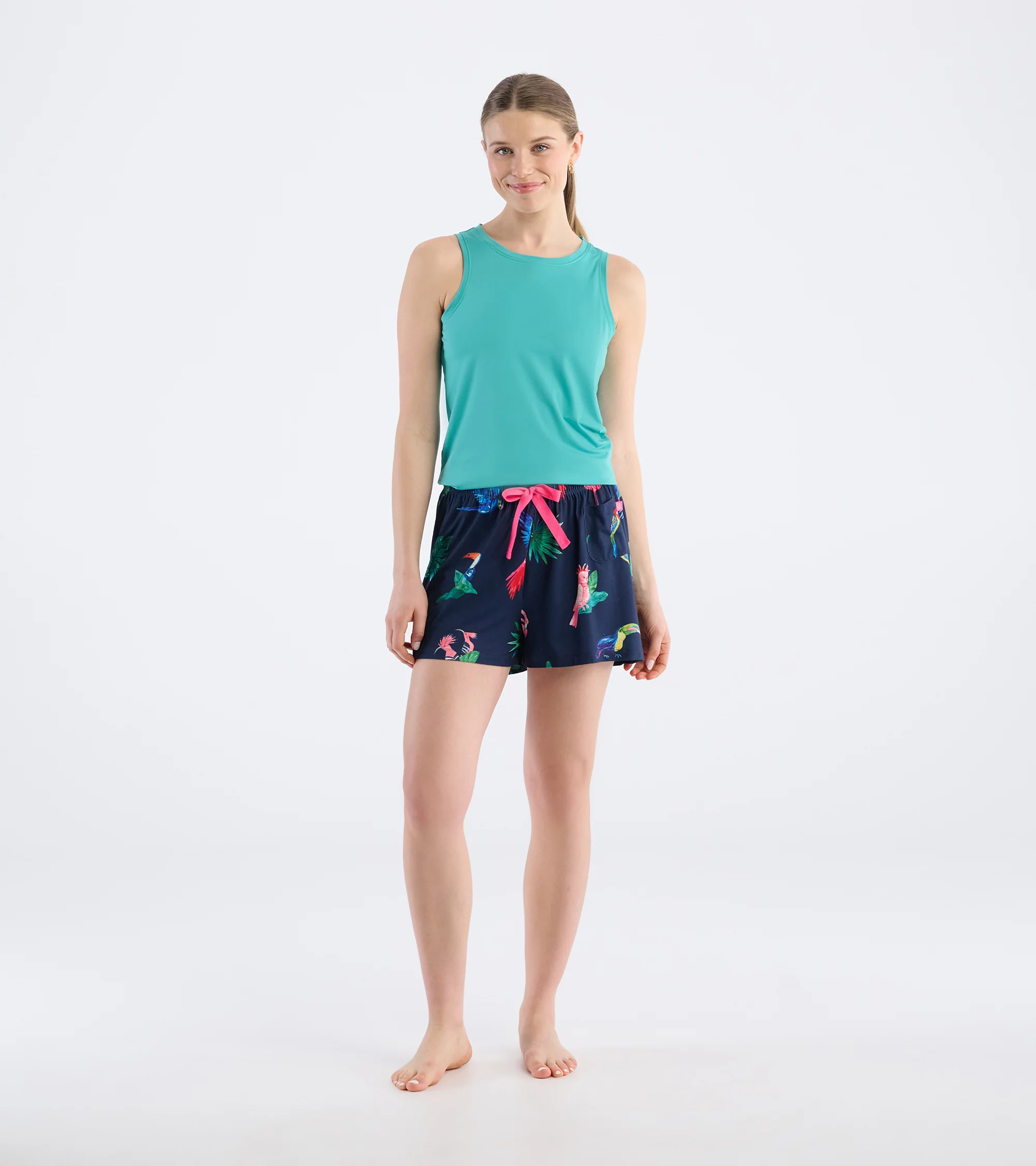 Women's Tropical Birds Polyknit Pajama Shorts - Image 3