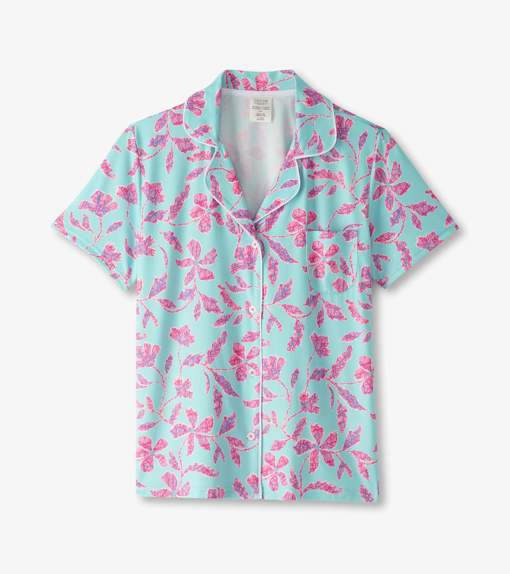 Women's Turquoise Batik Flowers Short Pajama Set - Image 4