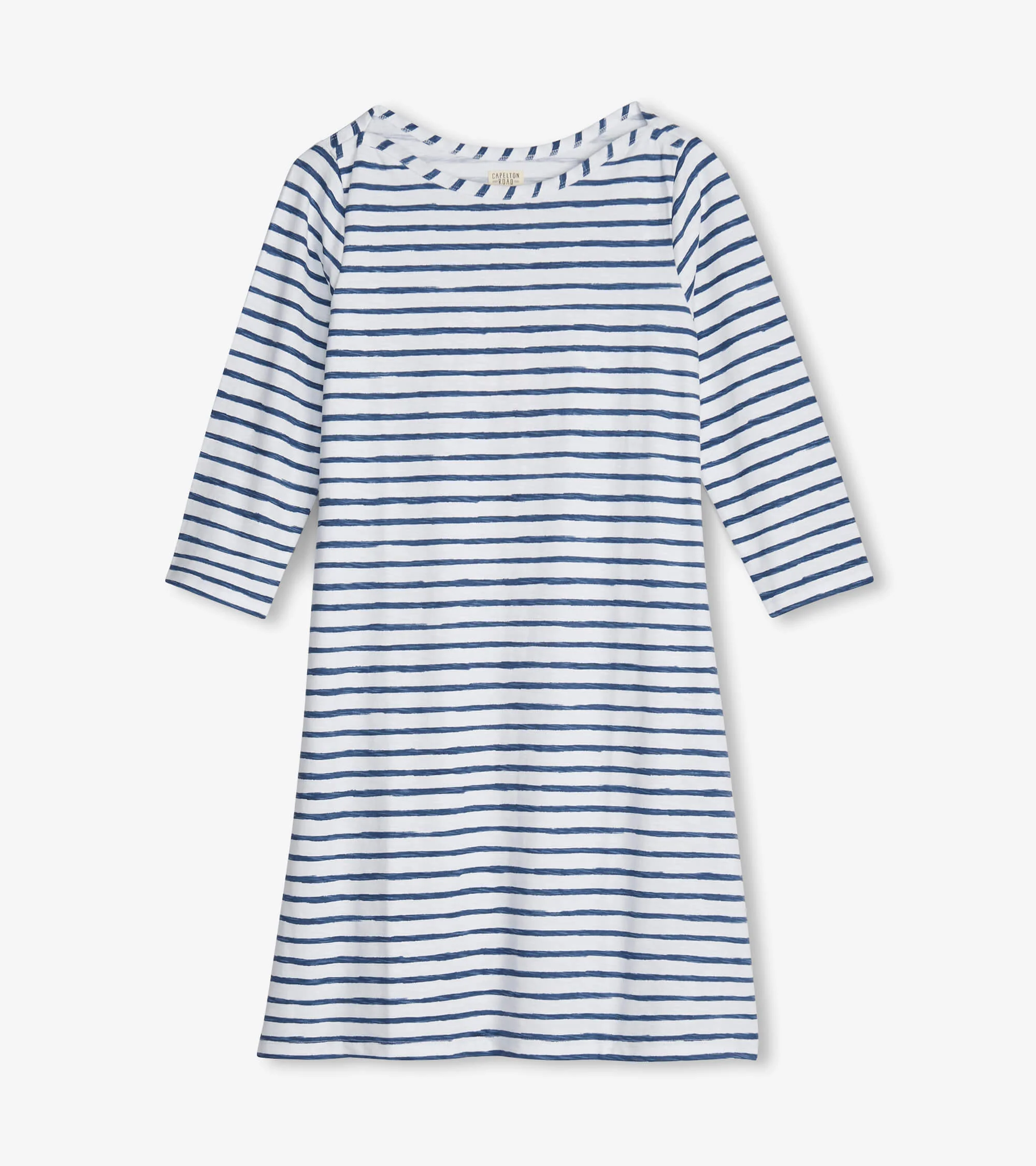Women's Watercolor Stripes 3/4 Sleeve Summer Dress - Image 2