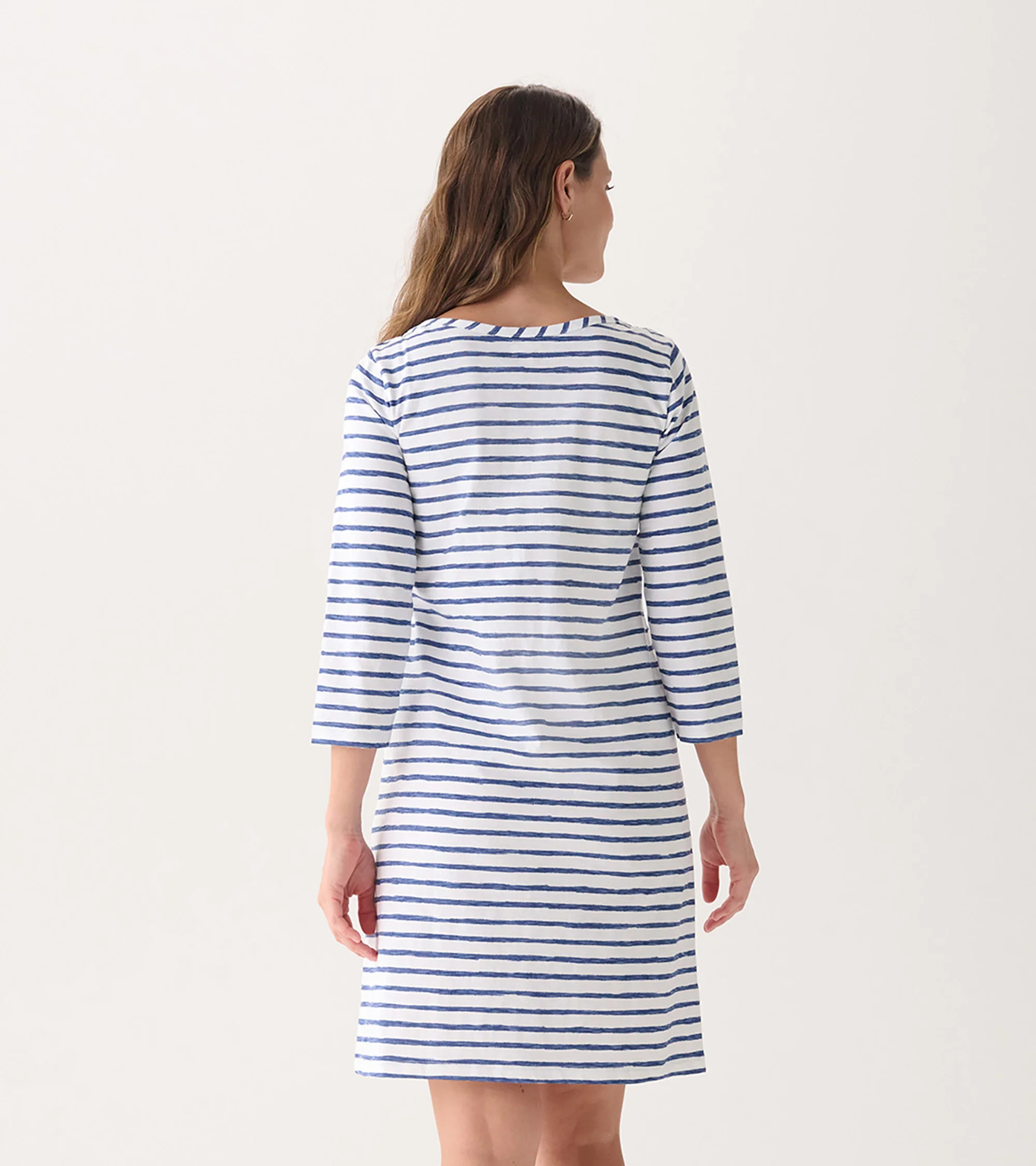 Women's Watercolor Stripes 3/4 Sleeve Summer Dress - Image 3