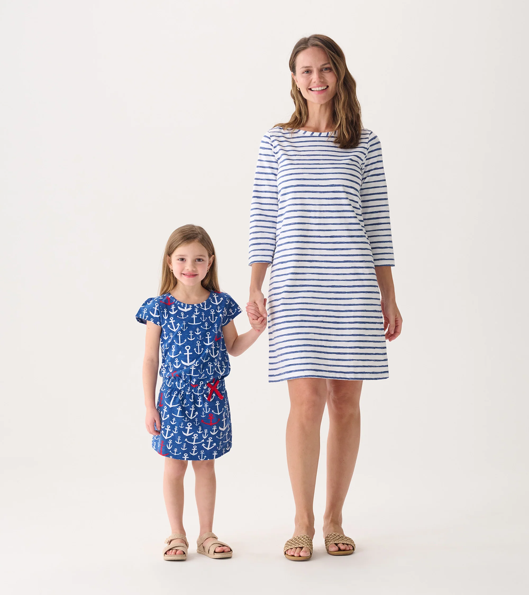Women's Watercolor Stripes 3/4 Sleeve Summer Dress - Image 4