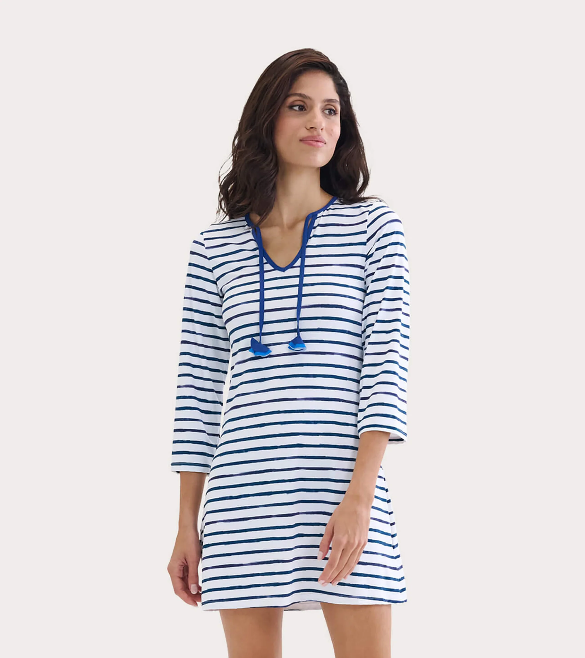 Women's Watercolor Stripes Seaside Beach Dress