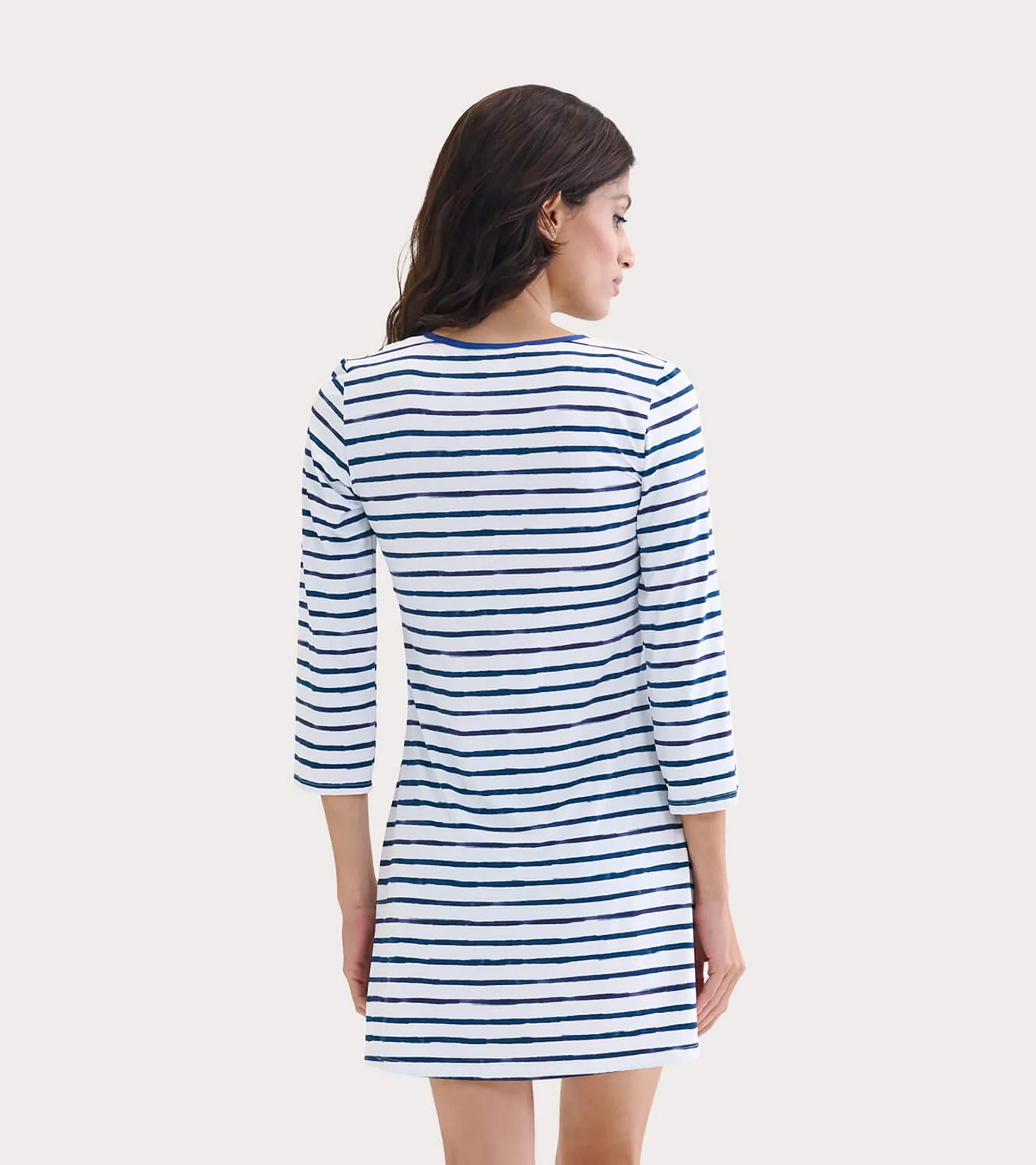 Women's Watercolor Stripes Seaside Beach Dress - Image 3
