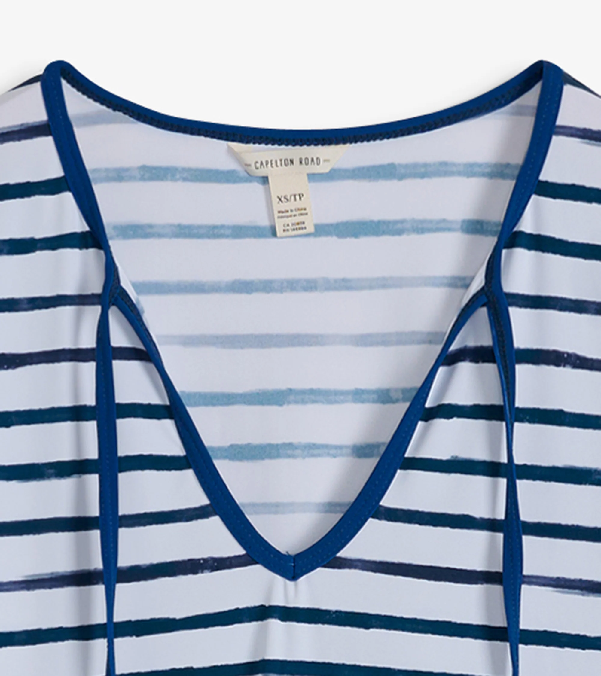 Women's Watercolor Stripes Seaside Beach Dress - Image 5