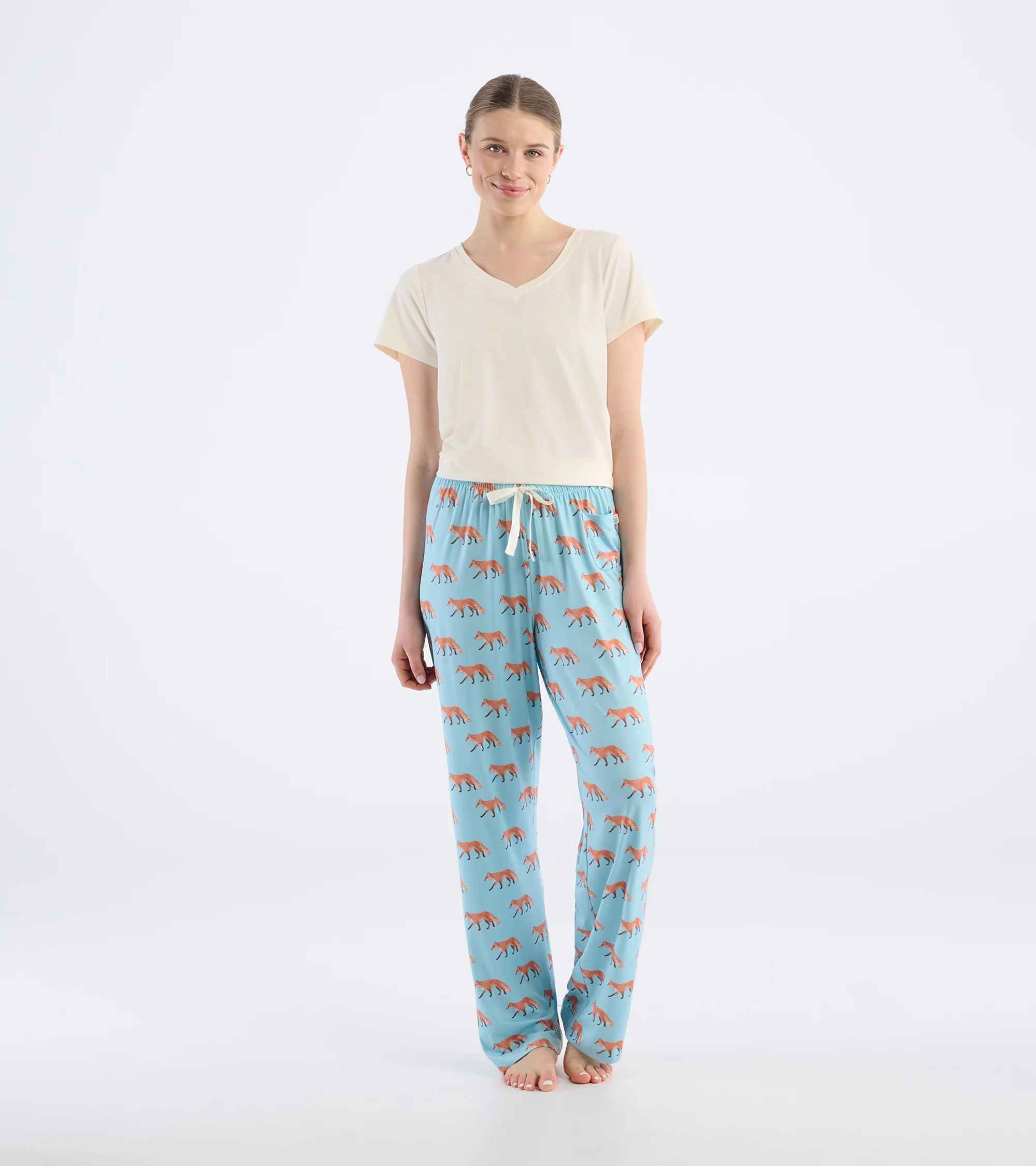 Women's Watercolour Foxes Polyknit Pajama Pants - Image 3