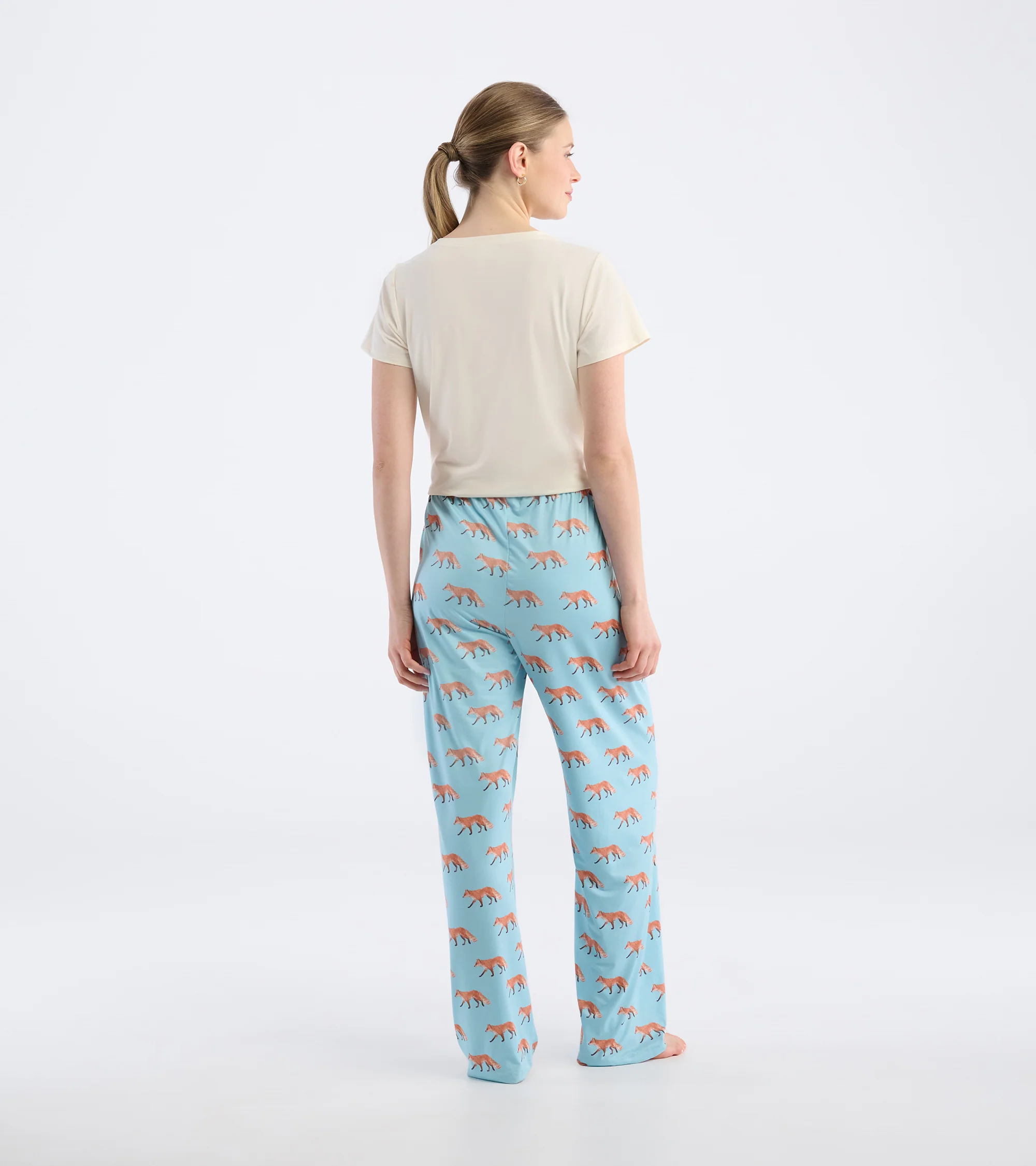 Women's Watercolour Foxes Polyknit Pajama Pants - Image 4