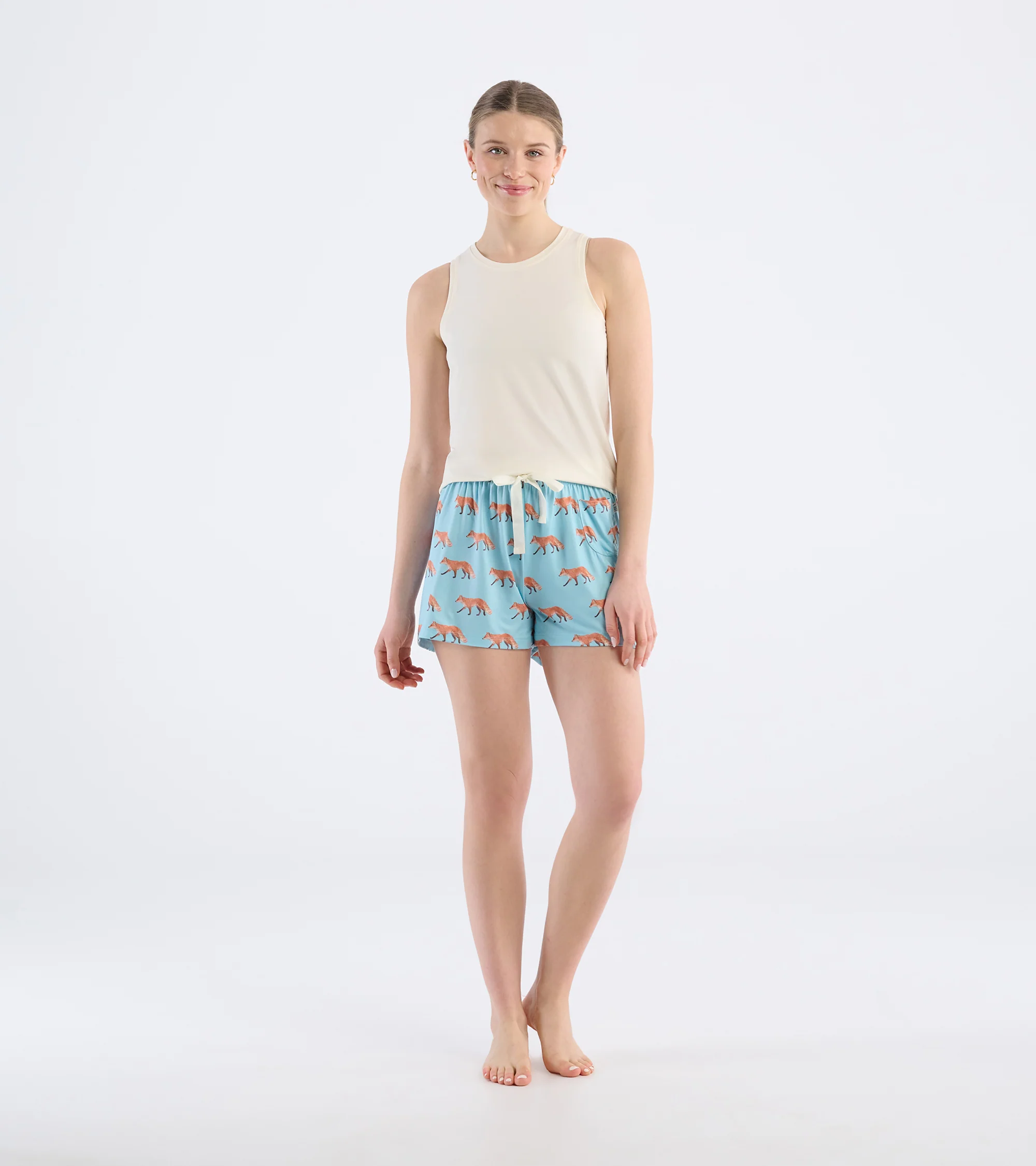 Women's Watercolour Foxes Polyknit Pajama Shorts - Image 3