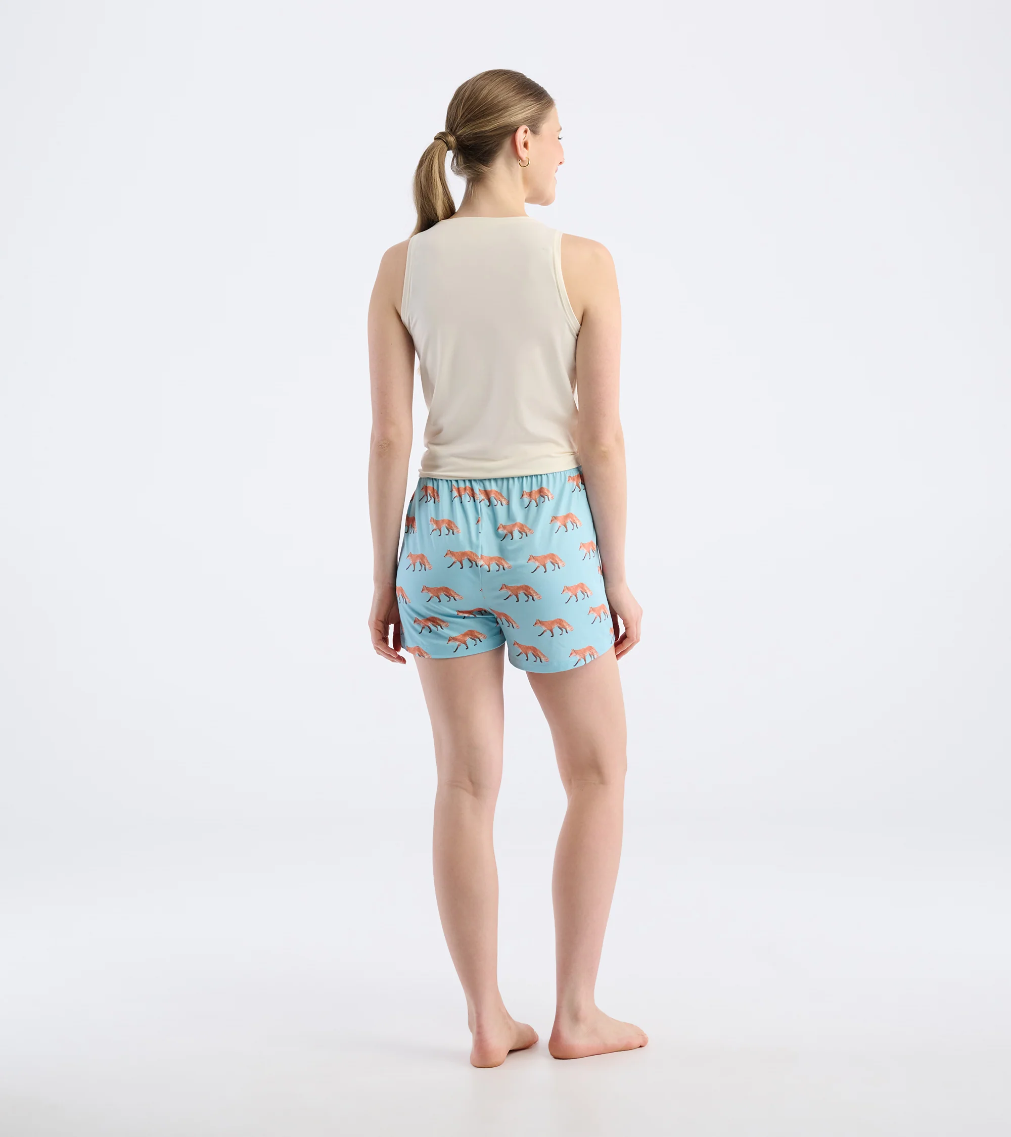 Women's Watercolour Foxes Polyknit Pajama Shorts - Image 4