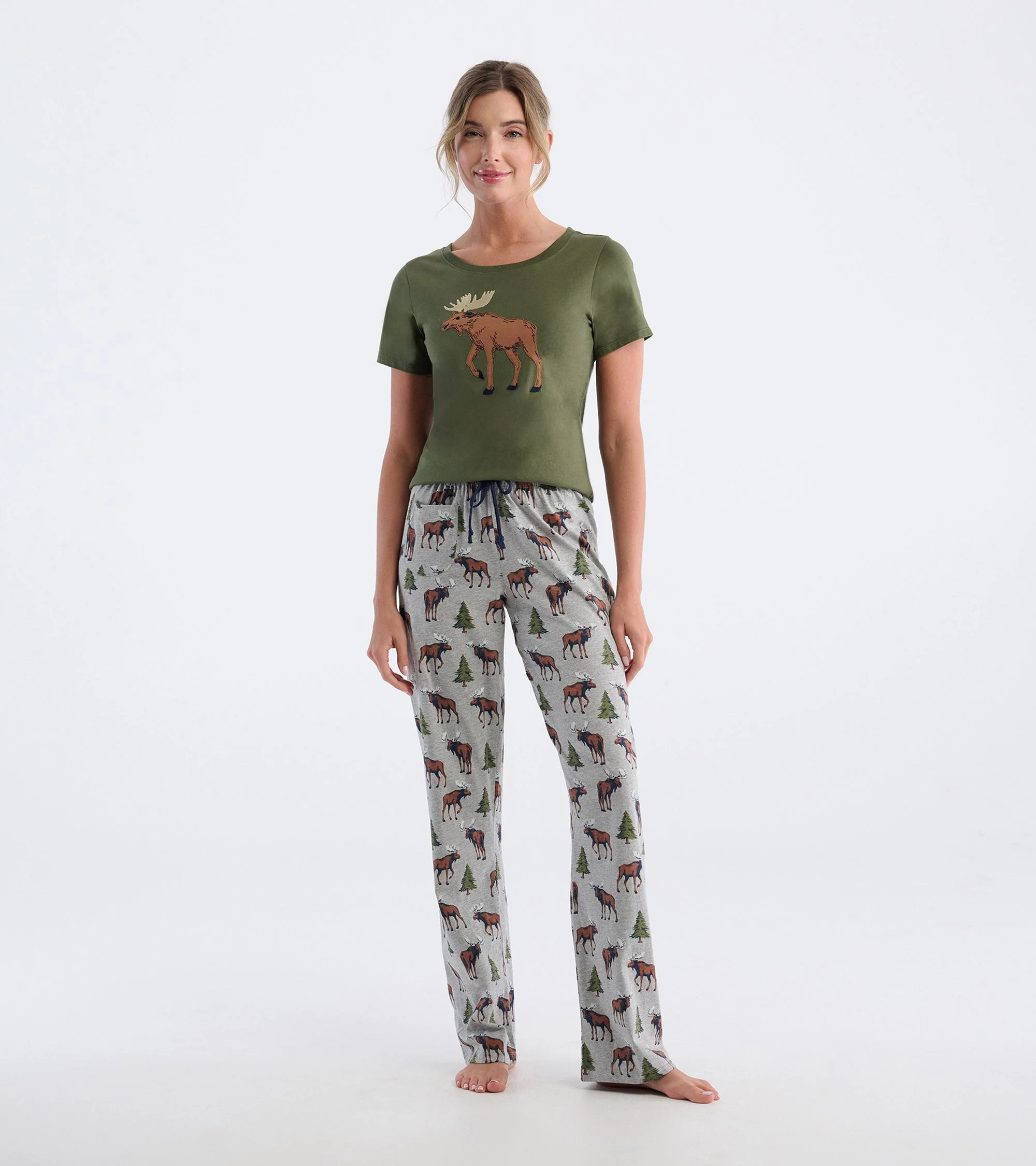 Women's Wild Moose Cotton Blend Pajama Pants - Image 3