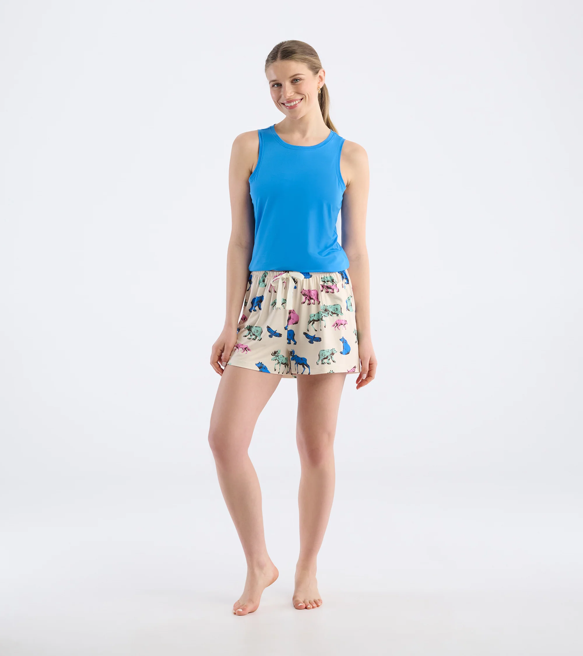 Women's Woodland Animals Polyknit Pajama Shorts - Image 3