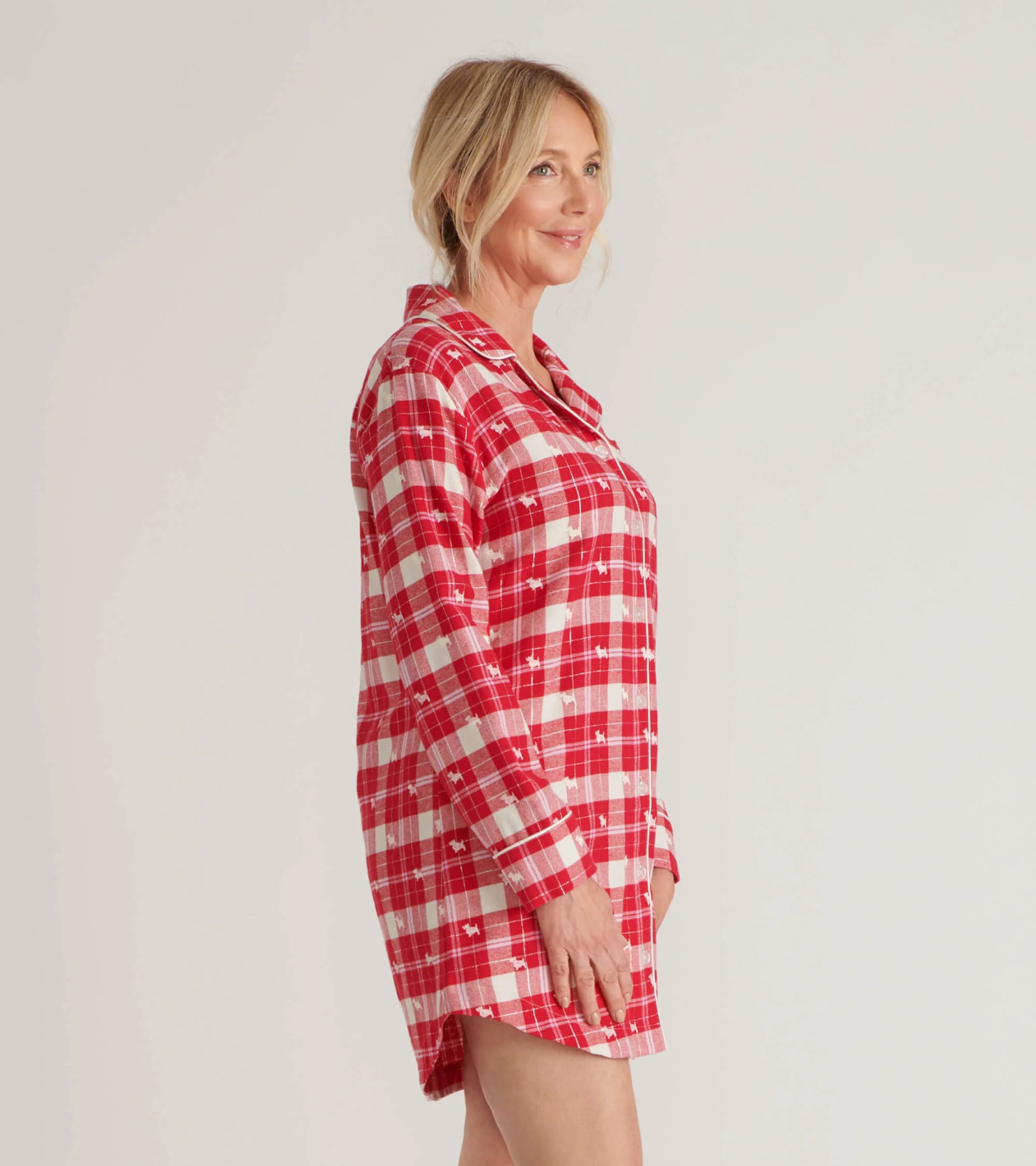 Women's Woofing Plaid Flannel Nightgown - Image 3