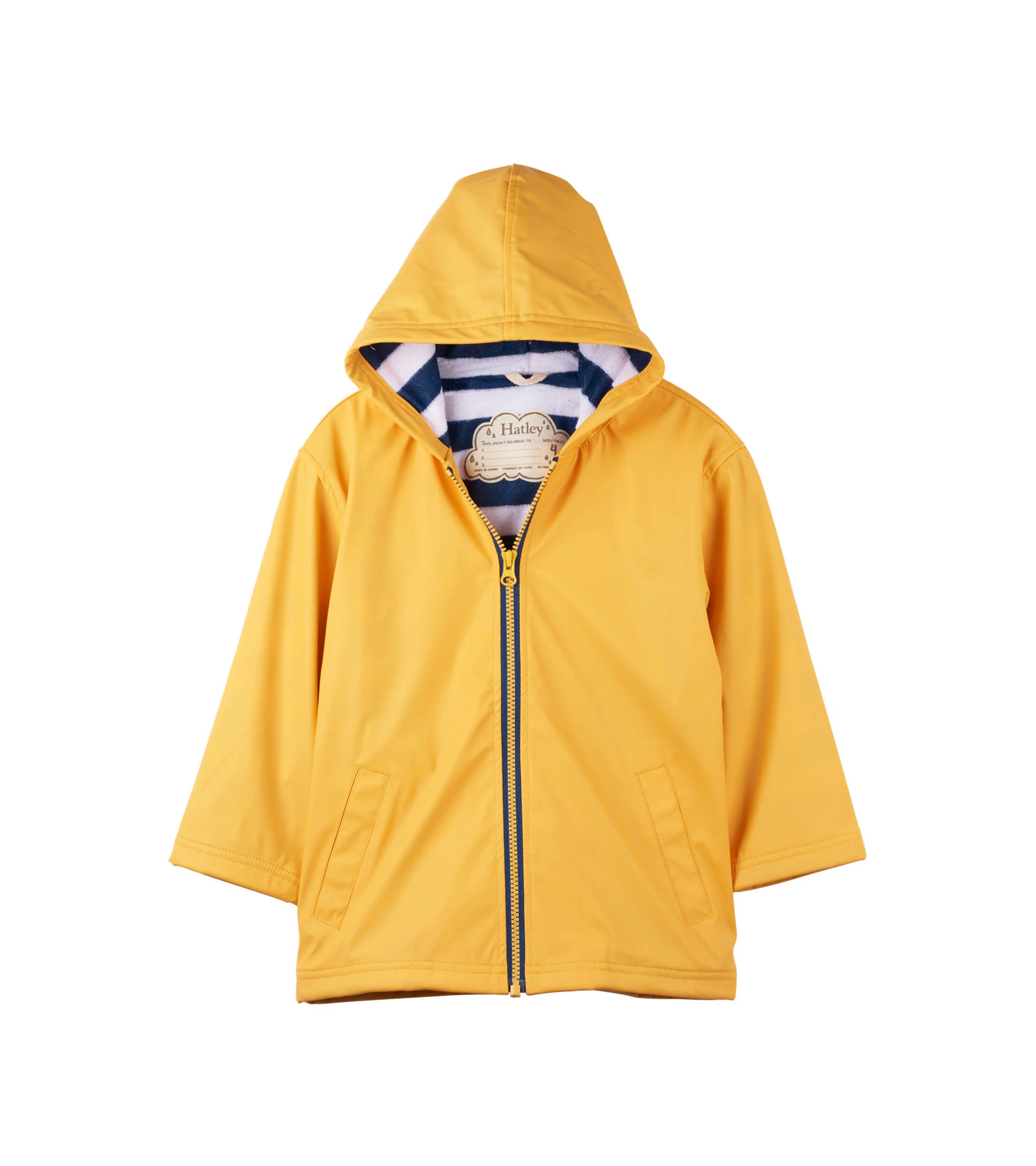 Kids Yellow Zip-Up Rain Jacket - Image 3
