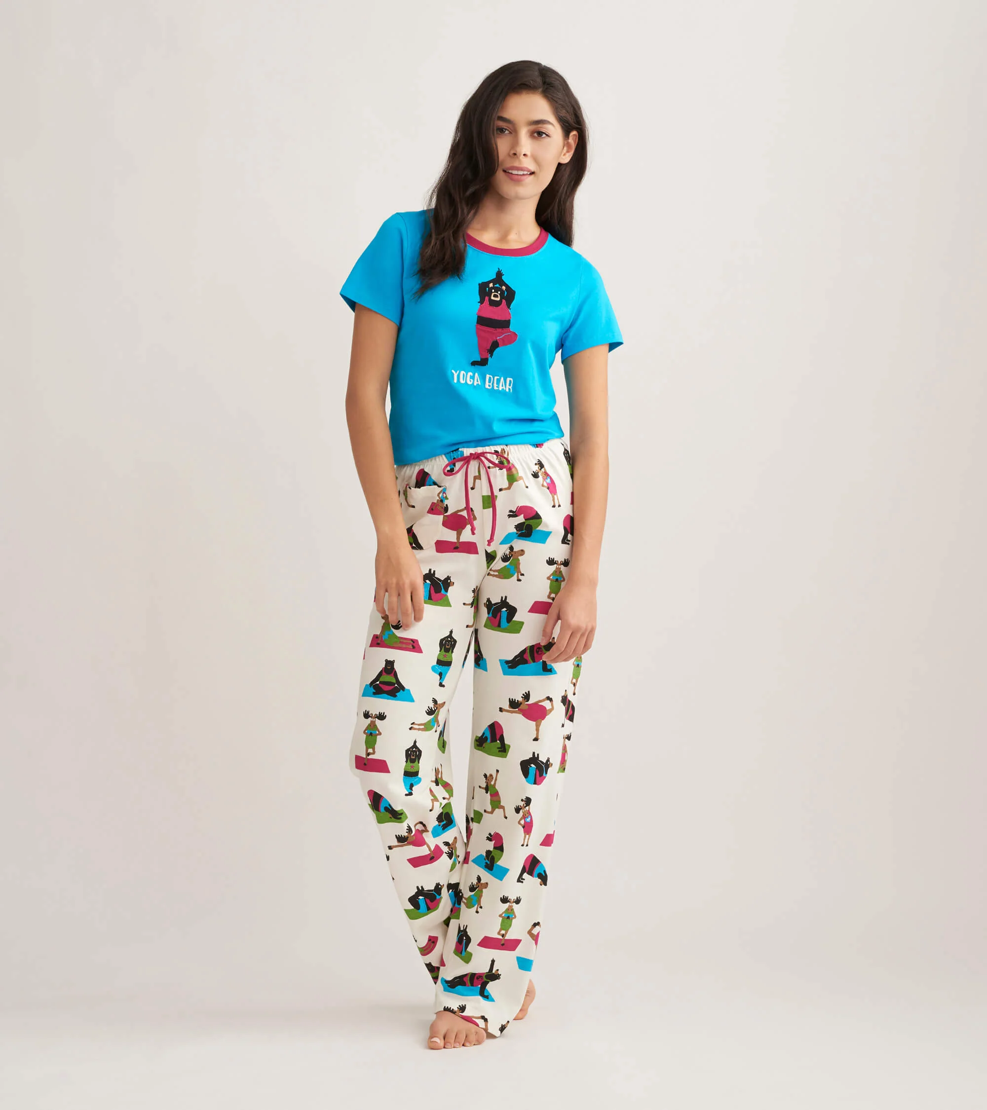 Yoga Bear Knit Women's Cotton Pajama Pants - Image 3